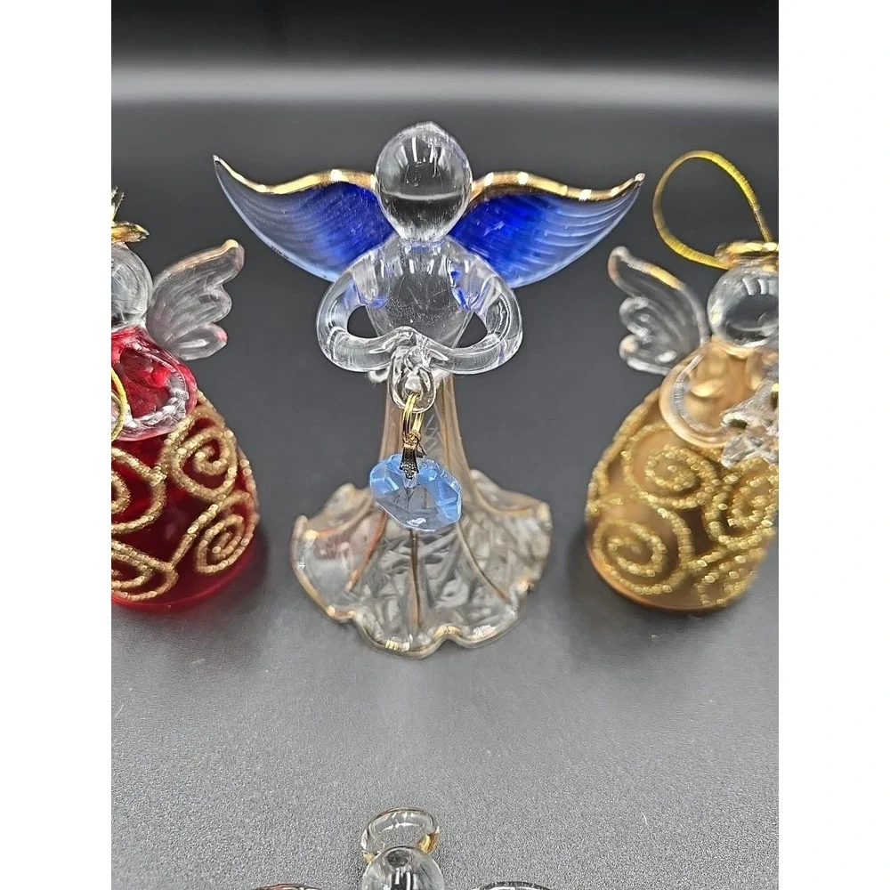 Christmas Angel Hand-crafted Glass Ornament Lot Of‎ 4 2.75
